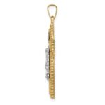 14k Two-tone Hollow Polished Rope Edge Latin Crucifix Pendant - Image 2