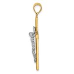 14K Two-tone Polished INRI Crucifix Cross Pendant - Image 2