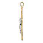 14k Two-tone Polished Solid Fancy INRI Crucifix Pendant - Image 2