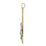14k Two-tone Polished Solid INRI Crucifix Cross Pendant - Image 2