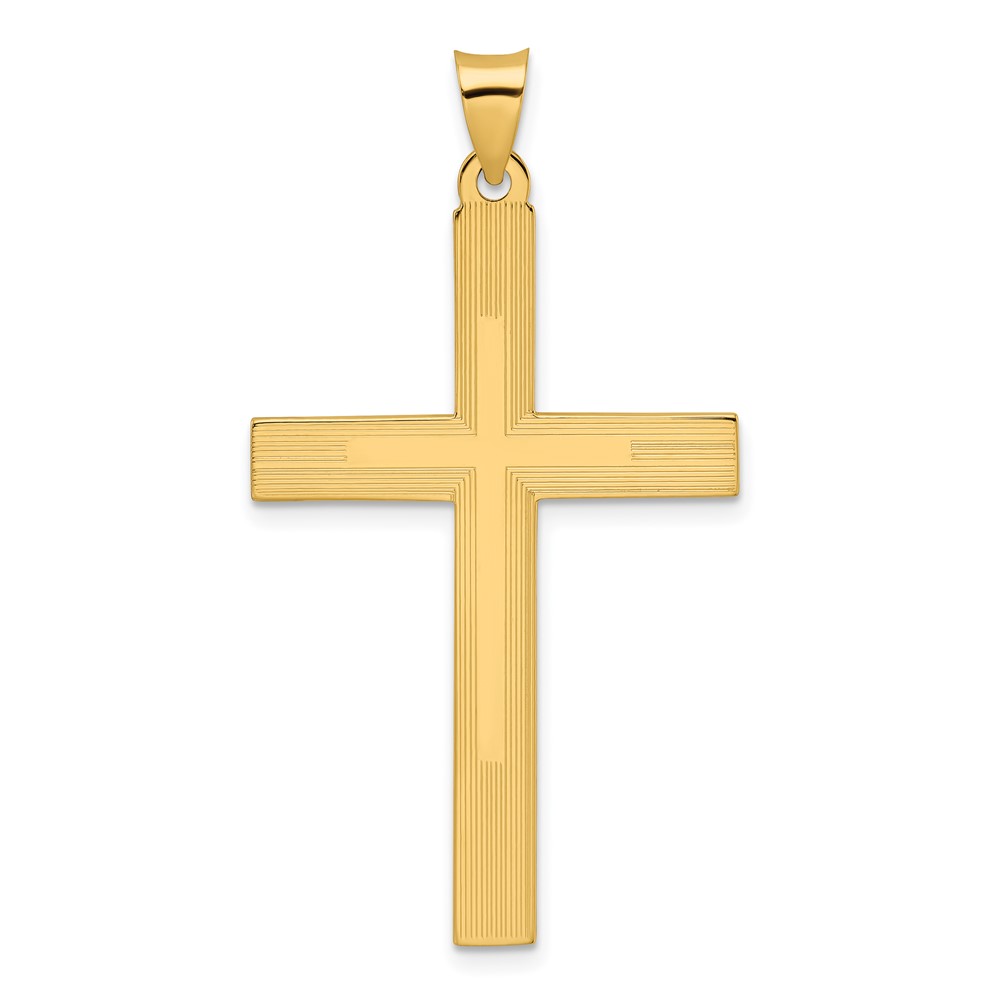 XR1868.jpg 14k Polished and Line Design Solid Cross Pendant - Image 1