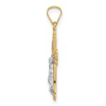14k Two-tone Polished Solid INRI Crucifix Pendant - Image 2