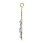 14k Two-tone Polished Solid Fancy INRI Crucifix Pendant - Image 2