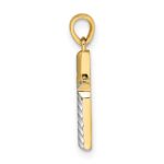 14k and White Rhodium Diamond-cut Small Latin Cross Pendant - Image 2