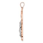 14k Rose and White Gold Polished Fleur de Lis INRI Hollow Crucifix Pendant - Image 2