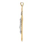 14k Two-tone Polished Hollow INRI Budded Crucifix Pendant - Image 2