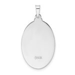 14k White Gold Polished and Satin Solid Saint Christopher Medal Oval Pendant - Image 4