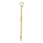14k Polished Diamond Pattern Hollow Cross Pendant - Image 2