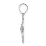 14k White Gold Polished and Satin Hollow Holy Spirit Medal Round Pendant - Image 2