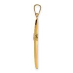 14k Two-tone Polished Solid Diamond Shape Center Cross Pendant - Image 2