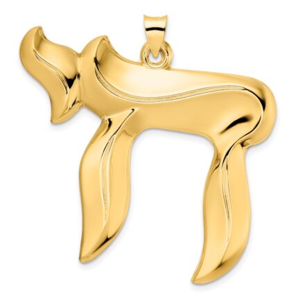 14k Polished Extra Large Solid Chai Symbol Pendant