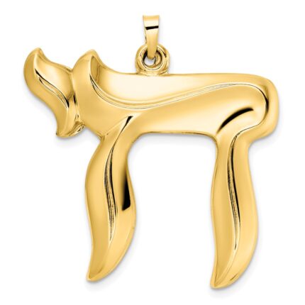 14k Polished Large Hollow Chai Symbol Pendant