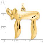 14k Polished Large Hollow Chai Symbol Pendant - Image 3
