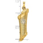 14k Two-tone Polished and Textured Hollow Torah Scroll with Star of David Pendant - Image 3