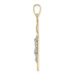 14k Two-tone Polished Solid INRI Crucifix Pendant - Image 2