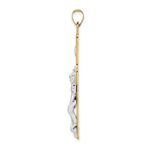 14k Two-tone Large Polished Solid INRI Crucifix Pendant - Image 2