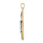 14k Two-tone and White Rhodium Hollow INRI Crucifix Pendant - Image 2