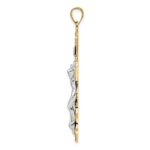 14k Two-tone Large Solid INRI Crucifix Pendant - Image 2