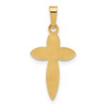 14k Polished Hollow Beaded Edge Passion Cross Pendant - Image 3