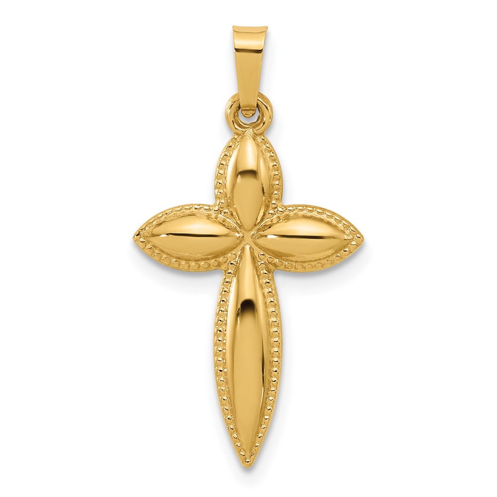 XR2085.jpg 14k Polished Hollow Beaded Edge Passion Cross Pendant - Image 1