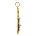 14k Two-Tone Grooved Hollow INRI Crucifix Pendent - Image 2
