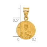 14k Polished and Satin Solid Sacred Heart of Jesus Round Medal Pendant - Image 4