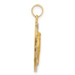 14K and White Rhodium Polished and Satin Solid Miraculous Medal Oval Pendant - Image 2
