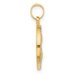 14k with White Rhodium Polished and Satin Hollow St. Theresa Medal Round Pendant - Image 2
