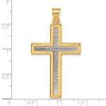 14k with White Rhodium Polished Latin Cross Pendant - Image 4