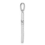 14k White Gold Polished CZ Latin Cross Pendant - Image 2