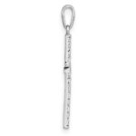 14k White Gold Polished CZ Latin Cross Pendant - Image 2