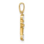 14k Polished and Beaded Fancy CZ Cross Charm / Pendant - Image 2