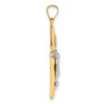 14k with White Rhodium Polished INRI Crucifix Cross Pendant - Image 2