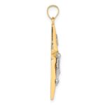 14k with White Rhodium Polished INRI Crucifix Cross Pendant - Image 2
