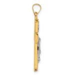 14k with White Rhodium Polished and Textured INRI Crucifix Cross Pendant - Image 2