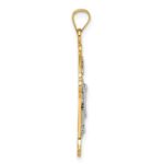 14k with White Rhodium Polished Fleur de Lis INRI Crucifix Cross Pendant - Image 2