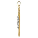 14k Two-tone INRI Hollow Crucifix Pendant - Image 2