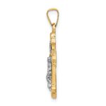 14k Two-tone INRI Hollow Crucifix Pendant - Image 2
