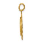 14k Polished and Satin Solid Miraculous Medal with Scallop Frame Round Charm - Image 2