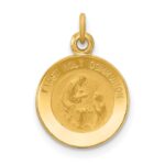 14k Polished and Satin Solid FIRST HOLY COMMUNION Medal Round Charm