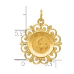 14k Polished and Satin Solid FIRST HOLY COMMUNION Medal Scalloped Edge Charm - Image 3