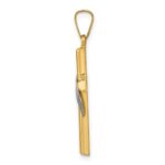 14K Two-Tone Hollow Cross with Drape Charm - Image 2