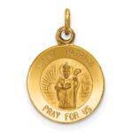 14k Polished and Satin Solid Saint Patrick Medal Round Charm