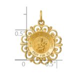 14k Polished and Satin Solid Our Lady of Mt. Carmel Medal Scalloped Edge Round Charm - Image 3