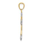14k and White Rhodium Diamond-cut Fleur de Lis Cross Pendant - Image 2
