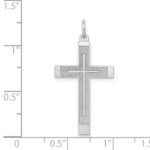 14K White Gold Laser Designed Cross Pendant - Image 3
