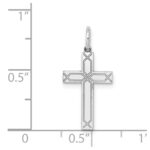 14K White Gold Laser Designed Cross Charm - Image 3