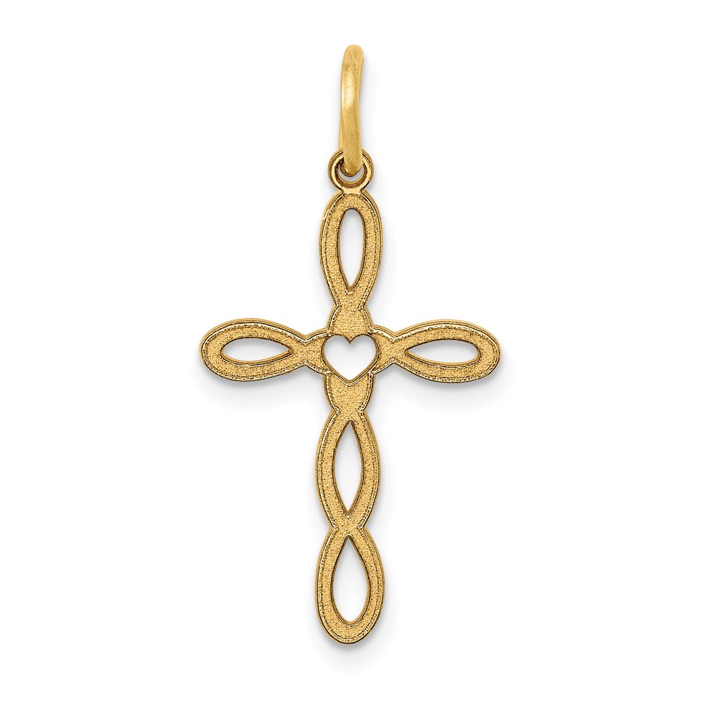 XR953.jpg 14K Loop with Center Heart Cross Pendant - Image 1