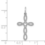 14K White Gold Loop with Center Heart Cross Charm - Image 3