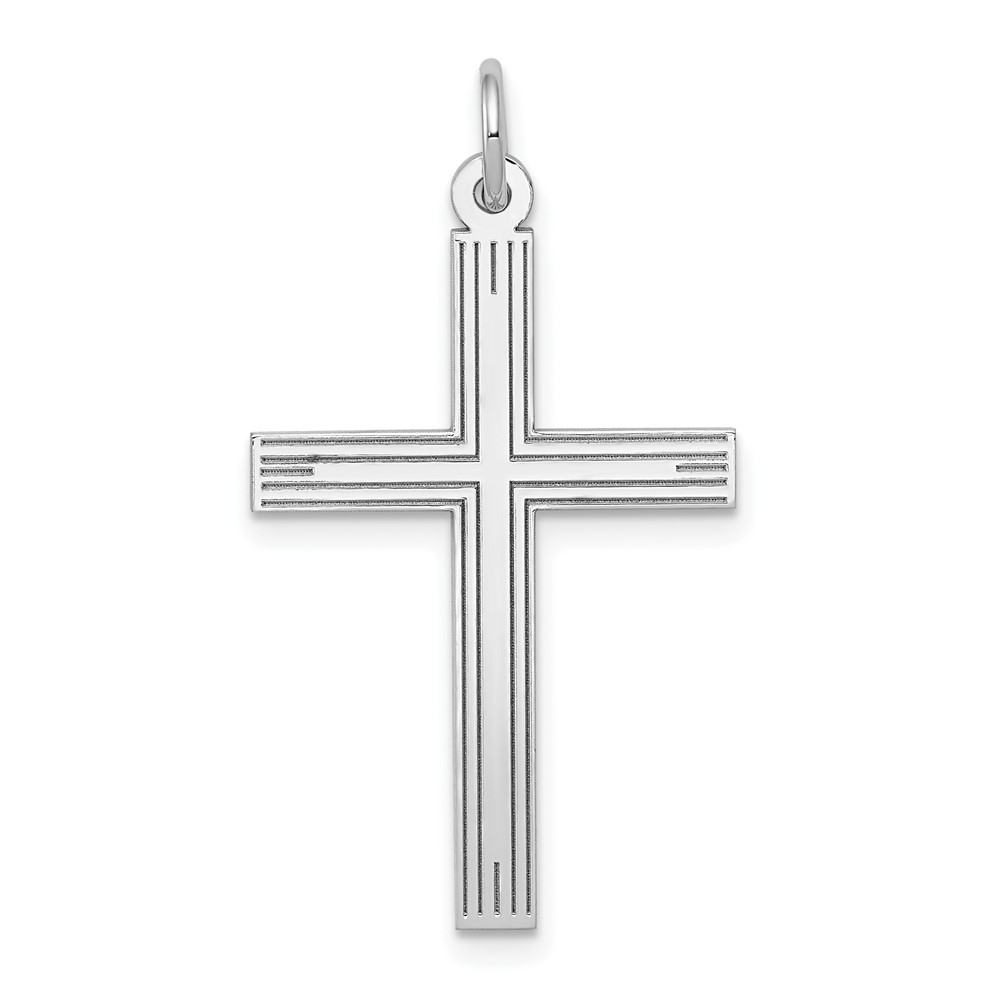 XR998.jpg 14K White Gold Laser Designed Cross Pendant - Image 1